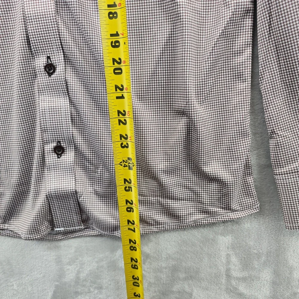 Collars & Co Dress Collar Polo Mens Small‎ Brown Houndstooth Long Sleeve Shirt